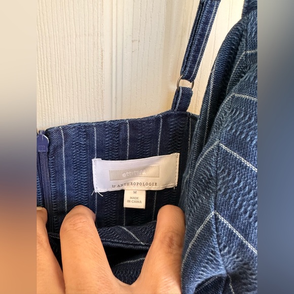 ETT TWA by Anthropologie blue striped denim jumpsuit size medium NWT - Picture 7 of 13